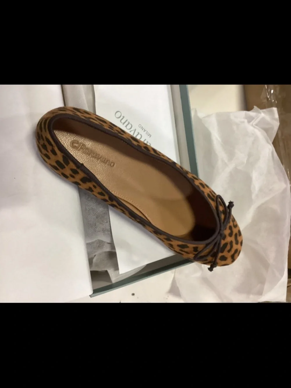 Brand new in box! C. Paravano Leather Ballet Flats in leopard